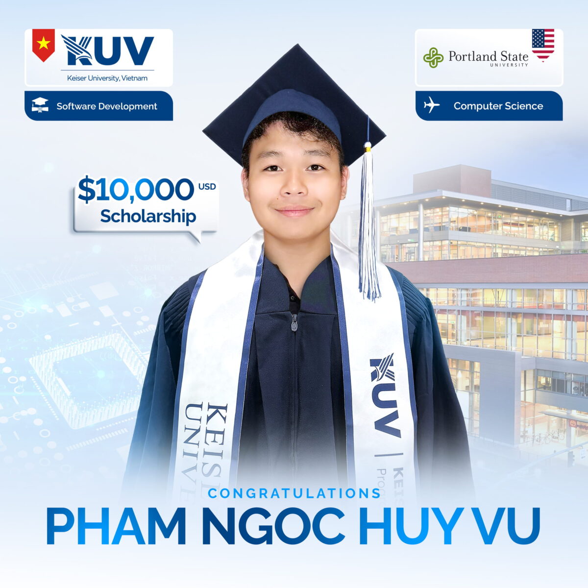 Phạm Ngọc Huy Vũ - sinh viên ngành Software Development tại Keiser University, Vietnam